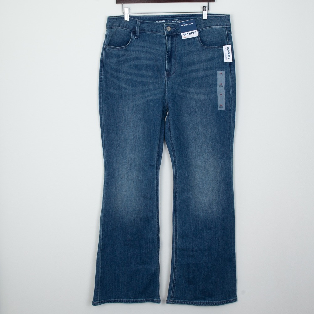 Old Navy Wow High Rise Flare Jeans Womens Size 14 Regular NWT Medium Wash